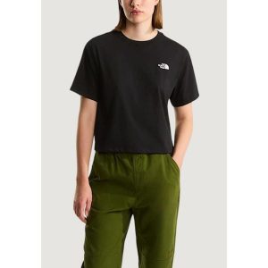 Koszulka crop top Kobieta THE NORTH FACE W EVOLUTION SIMPLE DOME CROP RLX SS TEE. Czarne topy The North Face, bez wzorów, z bawełny, bez kołnierzyka, bez ramiączek. Za 157,55 zł.