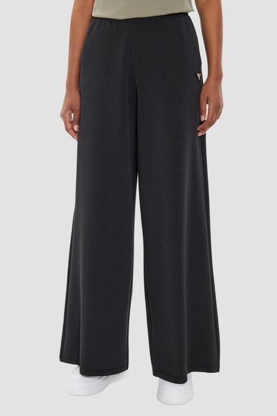 GUESS Czarne damskie spodnie dresowe Olympe Wide Leg, Rozmiar S. Czarne spodnie dresowe Guess, s, z aplikacjami, z dresówki. Za 489,99 zł.