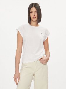 Pepe Jeans Bluzka Bloom PL504821 Biały Regular Fit. Białe bluzki Pepe Jeans, xl, bez wzorów, z bawełny, bez kołnierzyka, bez ramiączek. Za 59,99 zł.
