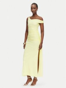 Bardot Sukienka wieczorowa Layana 60513DB Żółty Slim Fit. Żółte sukienki Bardot, xl, bez wzorów, z syntetyku, wizytowe, bez kołnierzyka, bez ramiączek. Za 529,99 zł.