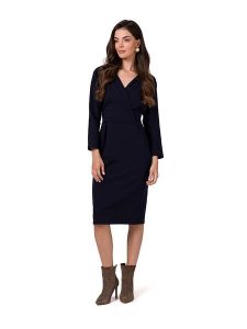 Be Wear Sukienka w kolorze granatowym rozmiar: M. Niebieskie sukienki Be Wear, m, bez wzorów, bez kołnierzyka, bez ramiączek, midi. Za 175,67 zł.