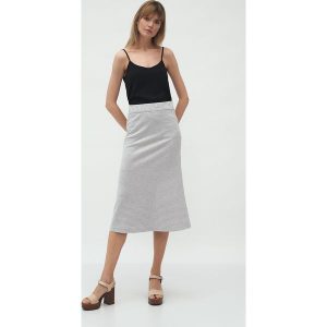 Trapezowa Spódnica Midi w Zygzaki. Spódnice Nife, xl, bez wzorów, z materiału, midi. Za 169,90 zł.