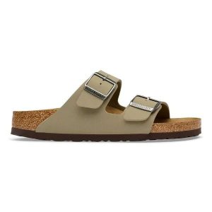 BIRKENSTOCK Arizona BF Faded Khaki/Dark Brown OS Klapki damskie. Zielone klapki Birkenstock, bez wzorów, z jeansu, bez obcasa. Za 329,99 zł.