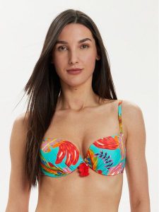 Selmark Góra od bikini BJ618 Turkusowy. Niebieskie bikini Selmark, bez wzorów, z syntetyku. Za 199,99 zł.