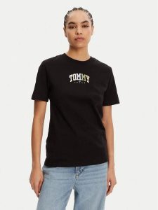 Tommy Jeans T-Shirt Color Varsity DW0DW21337 Czarny Relaxed Fit. Czarne t-shirty Tommy Jeans, xxs, bez wzorów, z bawełny, bez kołnierzyka, bez ramiączek. Za 129,99 zł.