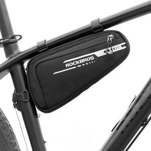 Trójkątna torba na ramę rowerową Rockbros B75. Czarne torebki klasyczne ROCKBROS, bez wzorów, bez dodatków. Za 49,00 zł.