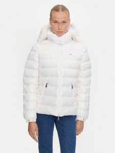 Tommy Jeans Kurtka puchowa DW0DW19926 Biały Regular Fit. Białe kurtki Tommy Jeans, l, bez wzorów, z jeansu, bez kaptura. Za 519,99 zł.