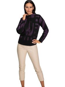 Heine Bluza w kolorze fioletowo-czarnym rozmiar: 40. Czarne bluzy Heine, bez wzorów, z bawełny, bez kaptura. Za 83,42 zł.