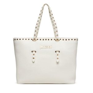 Torebka Just Cavalli. Białe shopper bag Just Cavalli, bez wzorów, bez dodatków. Za 769,99 zł.