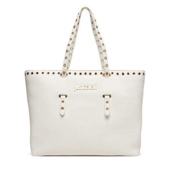 Torebka Just Cavalli. Białe shopper bag Just Cavalli, bez wzorów, bez dodatków. Za 769,99 zł.