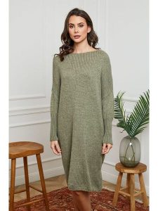 Joséfine Sukienka "Diadem" w kolorze khaki rozmiar: S. Brązowe sukienki Joséfine, s, bez wzorów, z wełny, bez kołnierzyka, bez ramiączek, midi. Za 92,42 zł.