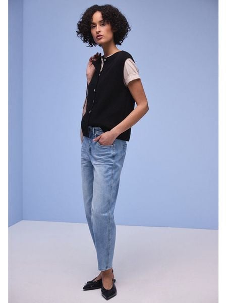 Street One Dżinsy - Tapered fit - w kolorze niebieskim rozmiar: W28/L28. Niebieskie jeansy Street One, bez wzorów, z podwyższonym stanem. Za 170,87 zł.