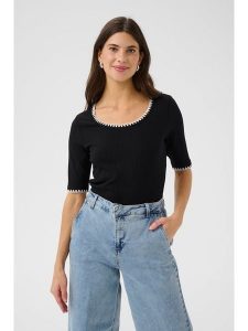 Kaffe Koszulka w kolorze czarnym rozmiar: XS. Czarne bluzki Kaffe, xs, z aplikacjami, bez kołnierzyka, bez ramiączek. Za 65,69 zł.