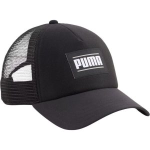Czapka z daszkiem unisex Puma Ess Trucker. Czarne czapki Puma, bez wzorów, sportowe. Za 69,00 zł.
