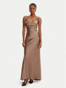 Bardot Sukienka wieczorowa Monroe Cowl Neck Maxi 59709DB3 Brązowy Regular Fit. Brązowe kombinezony Bardot, bez wzorów, z syntetyku, wizytowe, bez kołnierzyka, bez ramiączek. Za 489,99 zł.