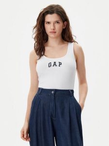 Gap Top 585421-01 Biały Slim Fit. Białe topy GAP, s, bez wzorów, z bawełny, bez kołnierzyka, bez ramiączek. Za 59,99 zł.
