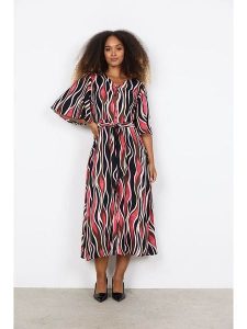 Soyaconcept Sukienka "Cammi" w kolorze czerwono-czarnym rozmiar: M. Czarne sukienki Soyaconcept, na imprezę, m, bez wzorów, z tkaniny, klasyczne, bez kołnierzyka, bez ramiączek, maxi. Za 166,49 zł.