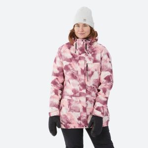 Kurtka snowboardowa damska Dreamscape SNB 100. Czerwone kurtki DREAMSCAPE, na zimę, l, bez wzorów, z materiału, bez kaptura, narciarskie. Za 299,99 zł.