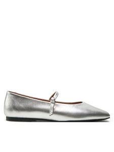 Calvin Klein Baleriny Mary Jane Ballerina - Met HW0HW02269 Srebrny. Szare balerinki Calvin Klein, bez wzorów, ze skóry, bez obcasa, bez zapięcia. Za 459,99 zł.