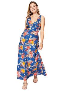 Aller Simplement Sukienka w kolorze niebiesko-pomarańczowym rozmiar: 34/36. Niebieskie sukienki Aller Simplement, bez wzorów, z bawełny, klasyczne, bez kołnierzyka, bez ramiączek, maxi. Za 78,99 zł.