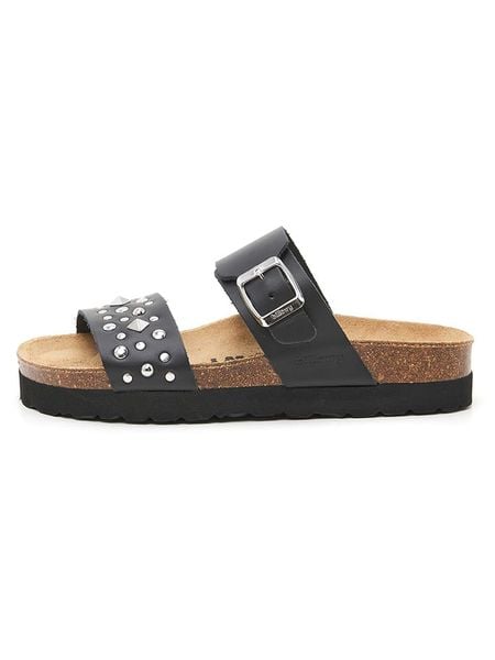 Billowy Skórzane klapki w kolorze czarnym rozmiar: 39. Czarne klapki Billowy, bez wzorów, z otwartym noskiem, bez obcasa. Za 217,99 zł.