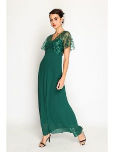 ASSUILI Sukienka w kolorze zielonym rozmiar: 34. Zielone sukienki Assuili, bez wzorów, klasyczne, bez kołnierzyka, bez ramiączek, maxi. Za 170,87 zł.