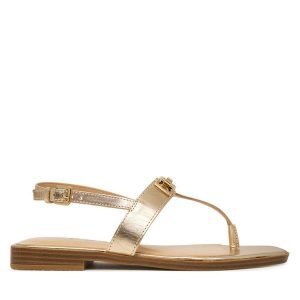 Sandały Guess. Żółte sandały Guess, z aplikacjami, bez obcasa, na płaskiej podeszwie, bez zapięcia. Za 499,99 zł.