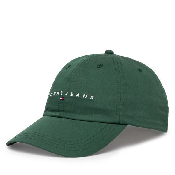Czapka z daszkiem Tommy Jeans. Zielone czapki Tommy Jeans, bez wzorów, z jeansu. Za 104,99 zł.