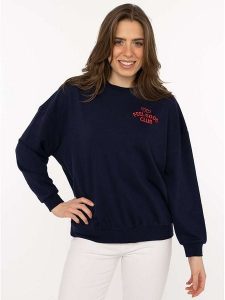 Zwillingsherz Bluza "Feel Good Club" w kolorze granatowym rozmiar: L/XL. Niebieskie bluzy Zwillingsherz, l, bez wzorów, z bawełny, bez kaptura. Za 130,99 zł.