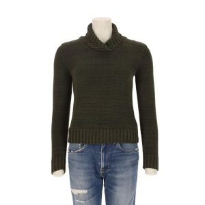 Second life - Damski sweter w kolorze khaki - Stan bardzo dobry. Zielone golfy Ralph Lauren, bez wzorów. Za 149,06 zł.