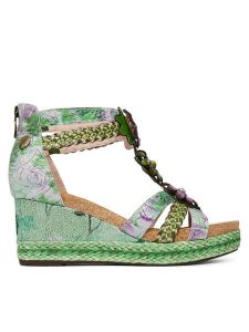 Laura Vita Sandały Facyo 72 Zielony. Zielone sandały LAURA VITA, bez wzorów, ze skóry, bez obcasa, na koturnie, bez zapięcia. Za 449,99 zł.