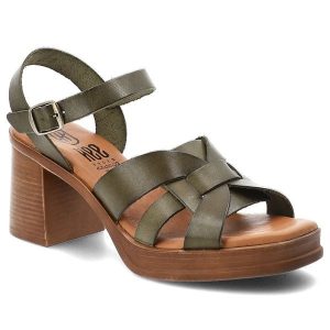 Sandały damskie Hee, cholewka ze skóry naturalnej plecione paski regulowany pasek zapięcie na sprzączkę odkryty nosek, zielone, 26548. Zielone sandały Hee, bez wzorów, ze skóry, bez obcasa, na obcasie, bez zapięcia. Za 379,00 zł.