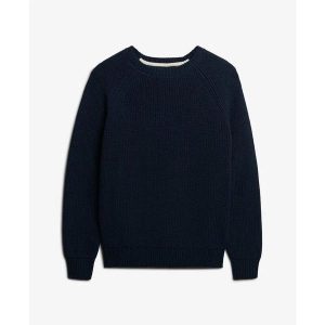 Sweter żeński w prążki Superdry. Niebieskie swetry klasyczne Superdry, na zimę, z dzianiny, bez kołnierzyka. Za 284,00 zł.