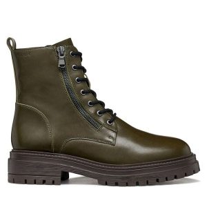 Trapery Geox. Zielone buty zimowe Geox, bez obcasa, bez zapięcia. Za 589,99 zł.
