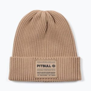 Czapka zimowa Pitbull Beanie Dock. Brązowe czapki PITBULL, bez wzorów, z dzianiny, klasyczne. Za 62,99 zł.