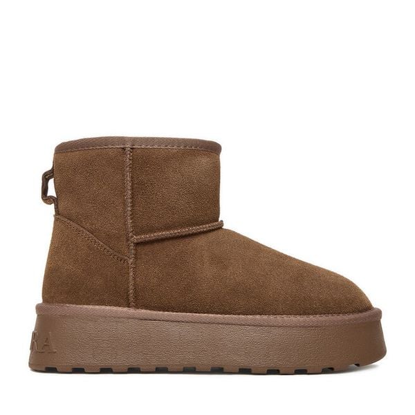 Śniegowce Badura. Brązowe buty zimowe Badura, bez obcasa, bez zapięcia. Za 229,99 zł.