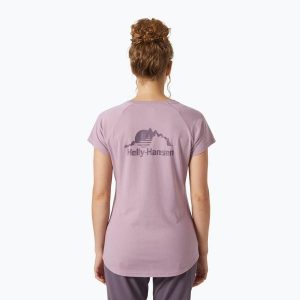 Koszulka damska Helly Hansen Nord Graphic Drop. Fioletowe bluzki Helly Hansen, bez wzorów, sportowe, bez kołnierzyka, bez ramiączek. Za 109,99 zł.