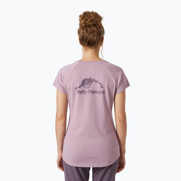 Koszulka damska Helly Hansen Nord Graphic Drop. Fioletowe bluzki Helly Hansen, bez wzorów, sportowe, bez kołnierzyka, bez ramiączek. Za 109,99 zł.