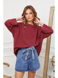 Joséfine Koszulka "Paladium" w kolorze bordowym rozmiar: S. Czerwone bluzki Joséfine, s, bez wzorów, z bawełny, bez kołnierzyka, bez ramiączek. Za 141,95 zł.