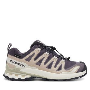 Trekkingi Salomon. Fioletowe buty sportowe Salomon, bez wzorów, z gore-texu, bez zapięcia, trekkingowe, gore-tex. Za 489,99 zł.