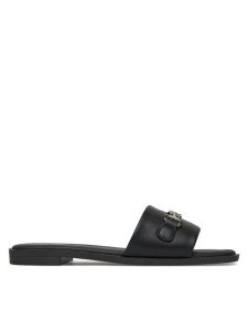 Nine West Klapki 678322-84 Czarny. Czarne klapki Nine West, bez wzorów, z materiału, bez obcasa. Za 149,99 zł.