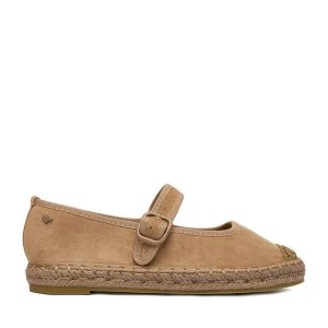 Espadryle Roxy. Brązowe espadryle Roxy, bez wzorów, bez obcasa. Za 129,99 zł.
