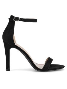 JENNY Sandały SS13814 Czarny. Czarne sandały Jenny, bez wzorów, z materiału, bez obcasa, na szpilce, bez zapięcia. Za 99,99 zł.