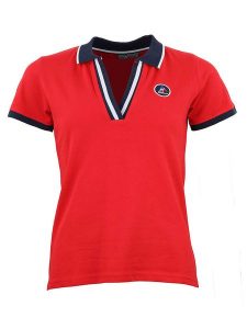 Peak Mountain Koszulka polo w kolorze czerwonym rozmiar: M. Czerwone bluzki Peak Mountain, m, bez wzorów, bez kołnierzyka, bez ramiączek. Za 100,99 zł.