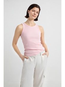 Josephine & Co Top "Doutzen" w kolorze jasnoróżowym rozmiar: S. Różowe topy Josephine & Co, s, bez wzorów, prążkowane, bez kołnierzyka, bez ramiączek. Za 136,13 zł.