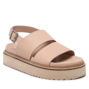 Sandały Badura. Brązowe sandały Badura, bez wzorów, bez obcasa, na płaskiej podeszwie, bez zapięcia. Za 299,99 zł.