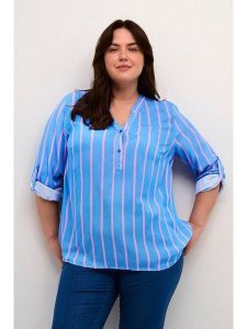 Kaffe Bluzka w kolorze błękitno-jasnoróżowym rozmiar: 50. Niebieskie bluzki Kaffe, bez wzorów, z wiskozy, bez kołnierzyka, bez ramiączek. Za 61,02 zł.