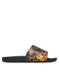 Versace Jeans Couture Klapki 79VA3SQ3 Czarny. Czarne klapki Versace Jeans Couture, bez wzorów, z jeansu, bez obcasa. Za 249,99 zł.