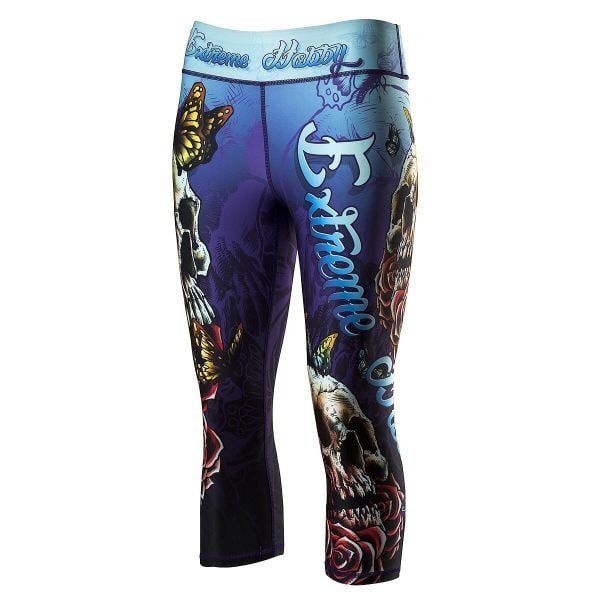 Legginsy sportowe damskie EXTREME HOBBY SKULL 2 3/4. Niebieskie legginsy EXTREME HOBBY, bez wzorów, z elastanu. Za 179,00 zł.