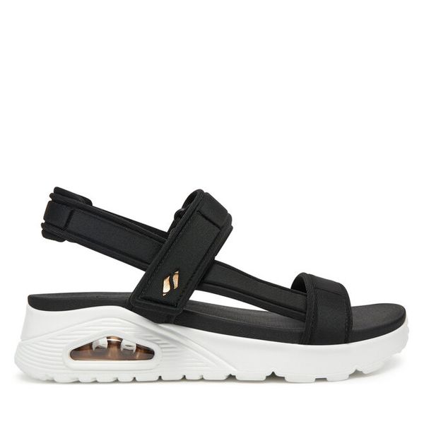 Sandały Skechers. Czarne sandały Skechers, bez wzorów, bez obcasa, na koturnie, bez zapięcia. Za 209,99 zł.